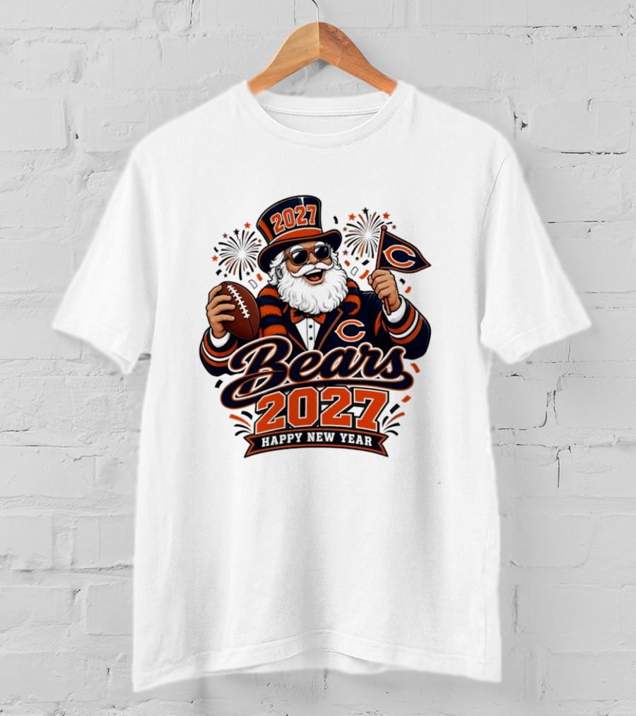 Chicago Bears 2027 Santa Claus Happy New Year Football Fan Celebration T-Shirt