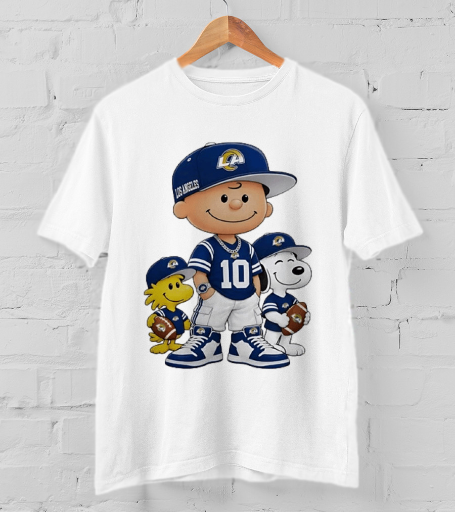Los Angeles Rams Number 10 Charlie Brown Woodstock Snoopy Football Fans T-Shirt