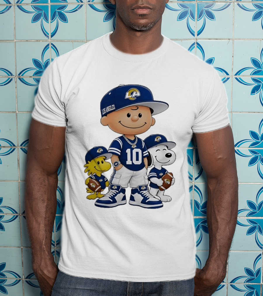 Los Angeles Rams Number 10 Charlie Brown Woodstock Snoopy Football Fans T-Shirt