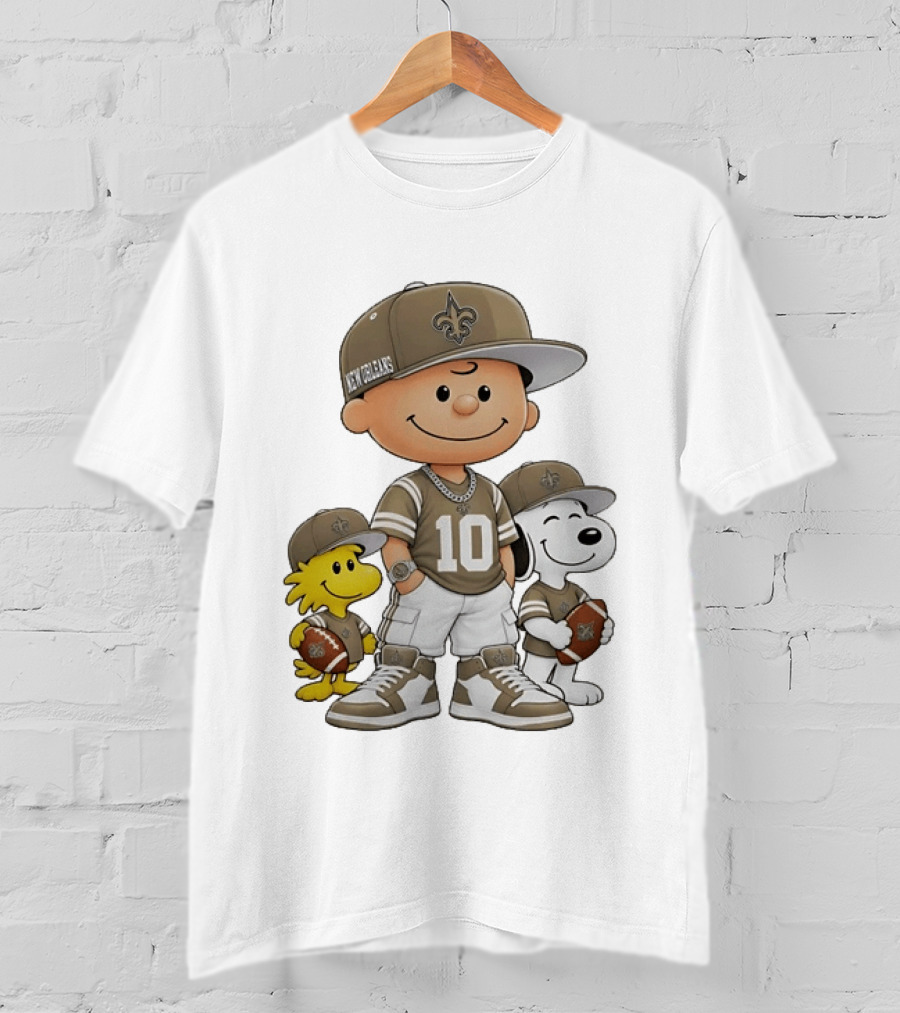 New Orleans Saints Charlie Brown Woodstock Snoopy Number 10 Football Fans T-Shirt