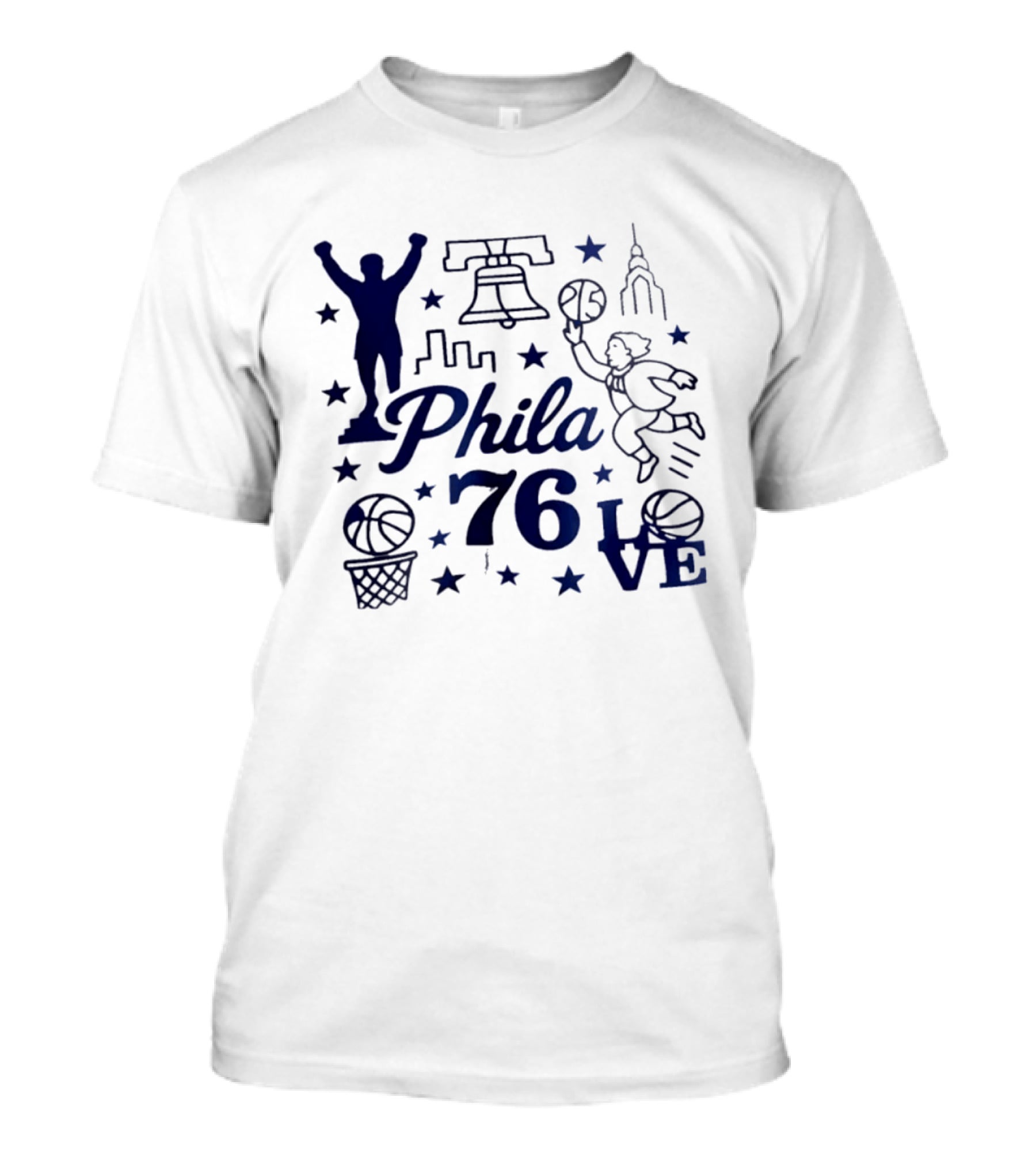 Phila 76 Philadelphia Basketball Skyline Bell And Love T-Shirt