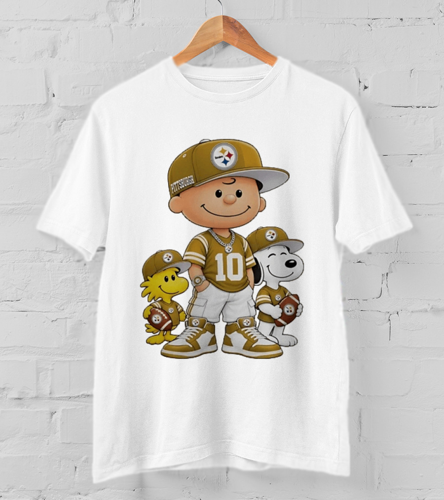 Pittsburgh Steelers Charlie Brown Woodstock Snoopy Number 10 Football Fans T-Shirt