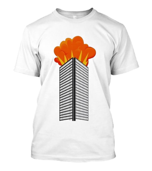 Skyscraper Fire Explosion With Smoke Cloud T-Shirt