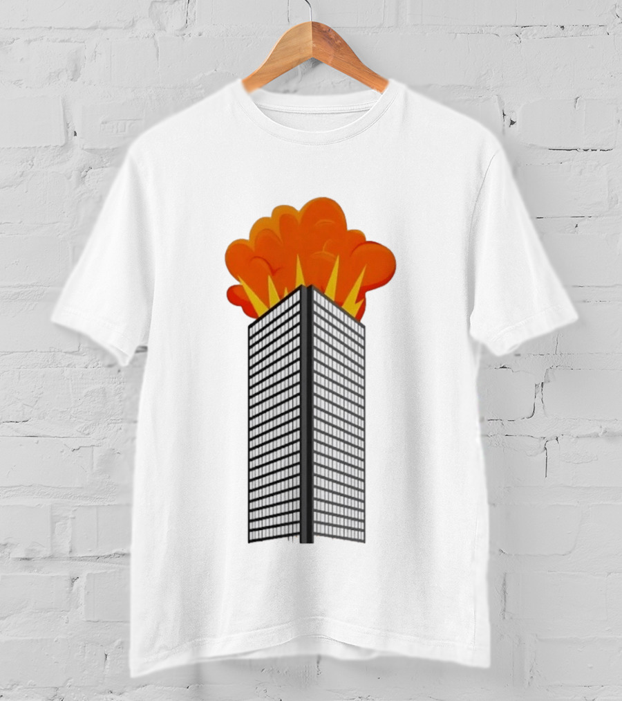 Skyscraper Fire Explosion With Smoke Cloud T-Shirt
