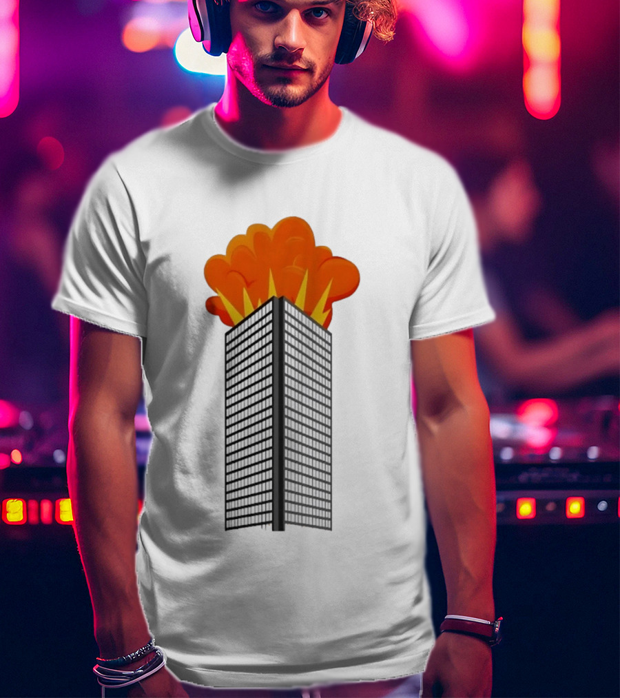 Skyscraper Fire Explosion With Smoke Cloud T-Shirt