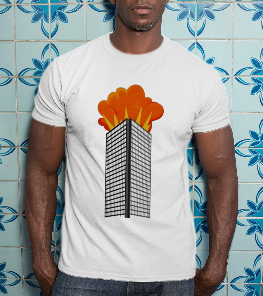 Skyscraper Fire Explosion With Smoke Cloud T-Shirt