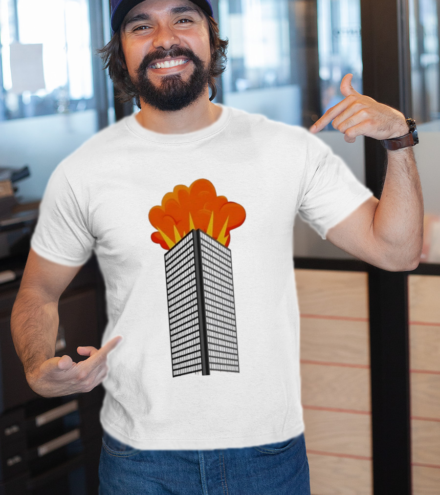 Skyscraper Fire Explosion With Smoke Cloud T-Shirt