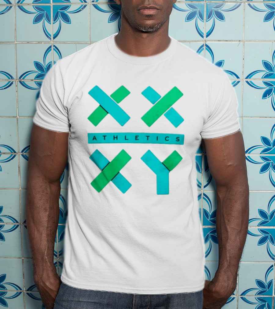 XXXY Athletics Classic Design With Bold Green And Blue X T-Shirt