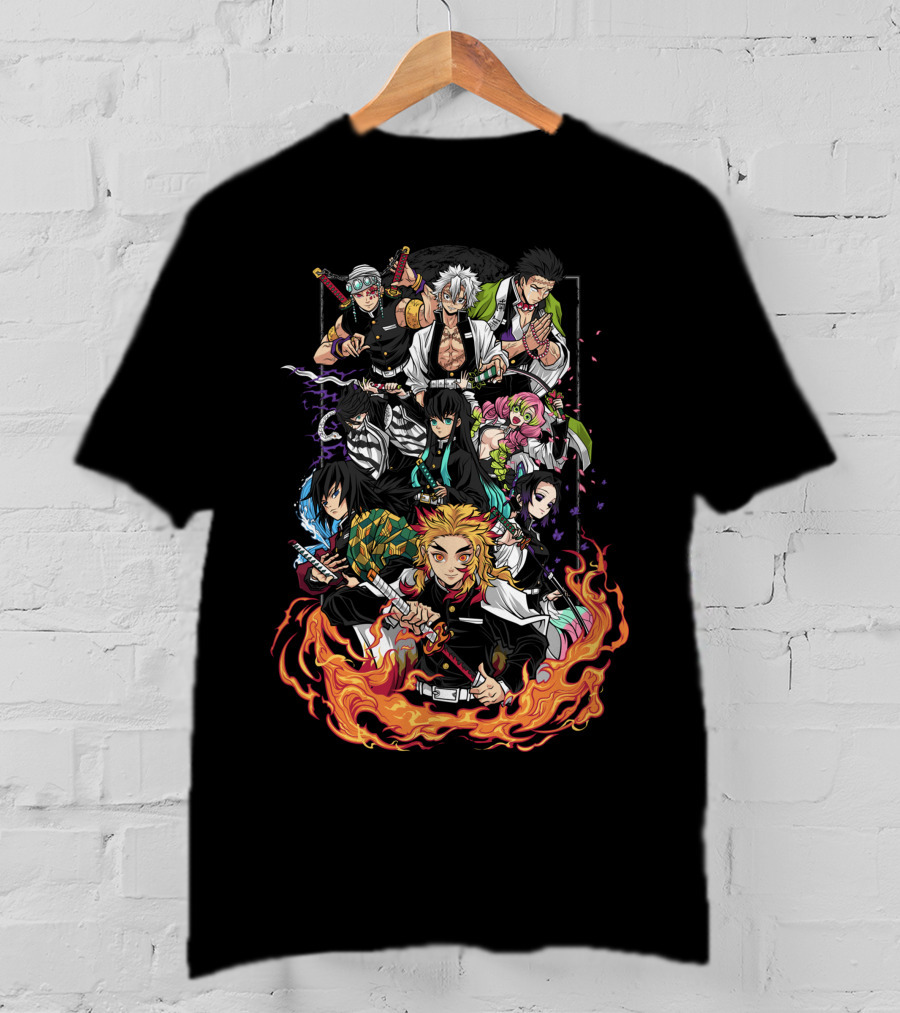 Kimetsu No Yaiba Demon Slayer Hashira Pillars Flame And Water Hashira T-Shirt