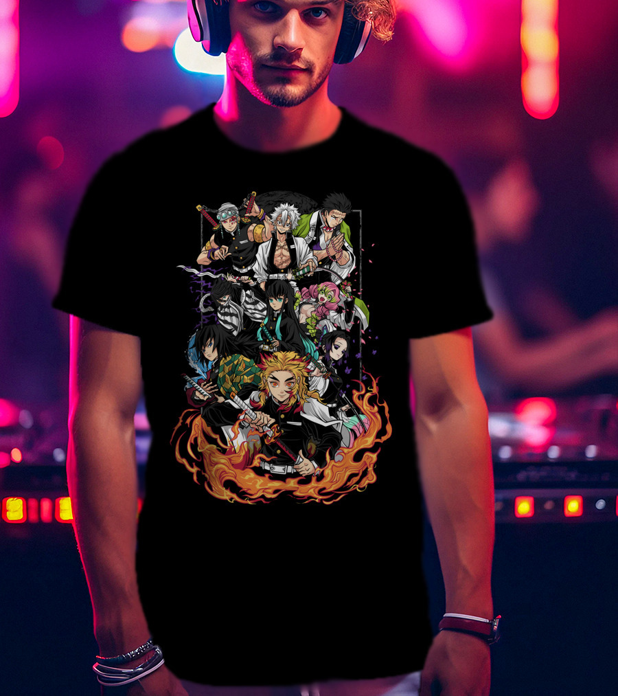 Kimetsu No Yaiba Demon Slayer Hashira Pillars Flame And Water Hashira T-Shirt