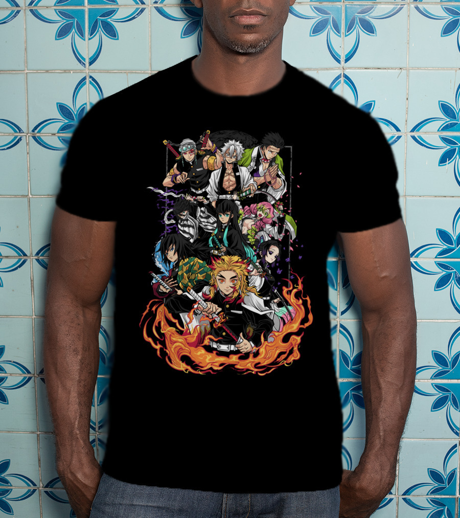 Kimetsu No Yaiba Demon Slayer Hashira Pillars Flame And Water Hashira T-Shirt