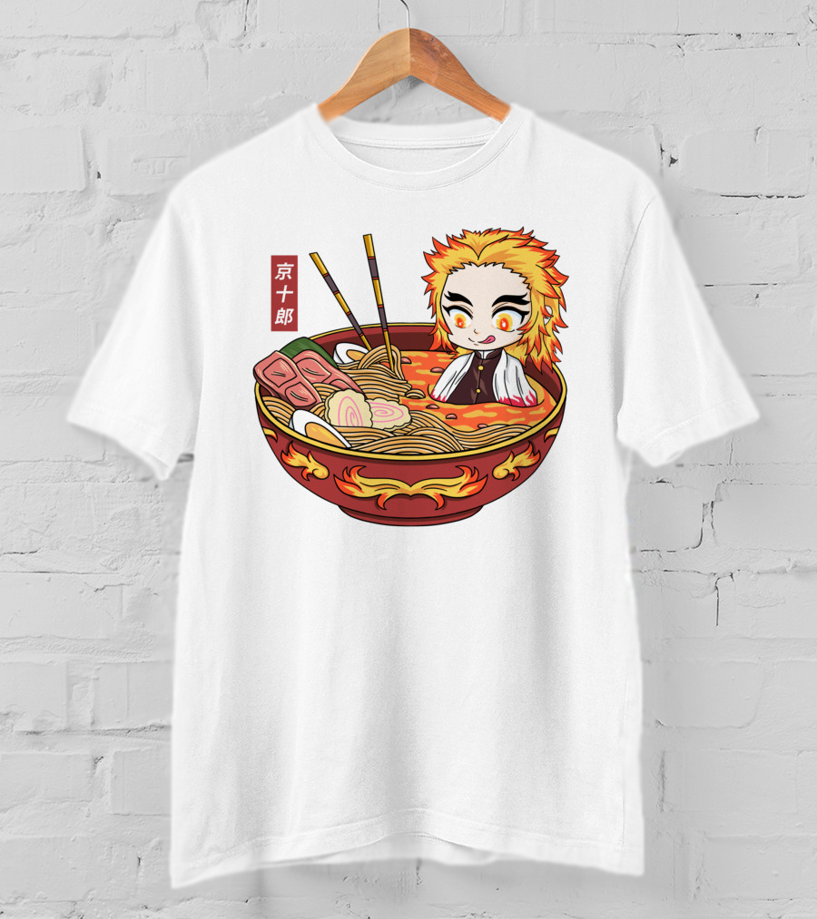 Kimetsu No Yaiba Demon Slayer Rengoku In Ramen Bowl Anime T-Shirt