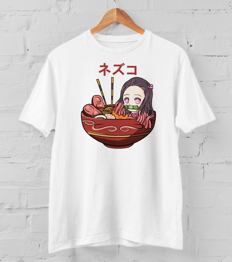 Nezuko Ramen Bowl Kimetsu No Yaiba Demon Slayer Character T-Shirt