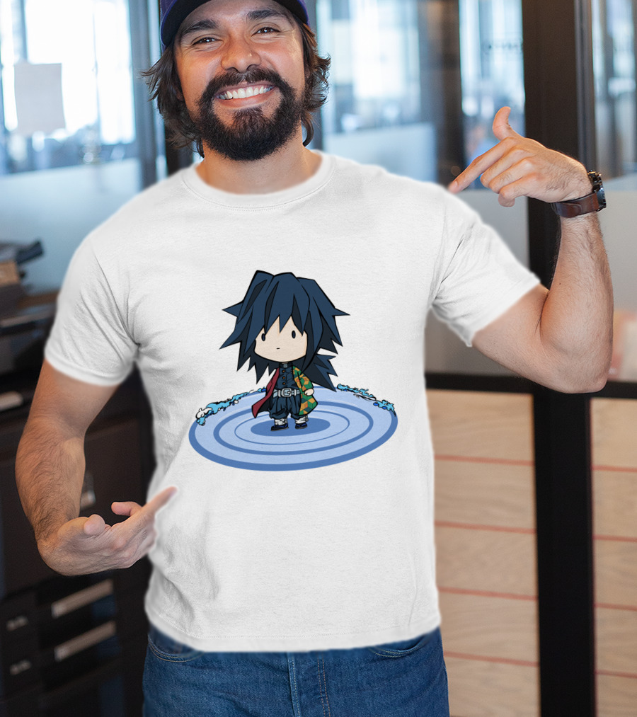 Giyu Tomioka Chibi Character Water Circle Kimetsu No Yaiba Demon Slayer T-Shirt