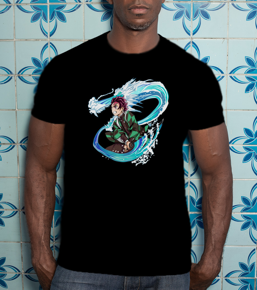 Demon Slayer Kimetsu No Yaiba Tanjiro Kamado Water Breathing Technique Dragon Wave T-Shirt