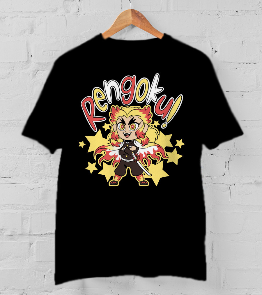 Rengoku Demon Slayer Kimetsu No Yaiba Starburst Character T-Shirt