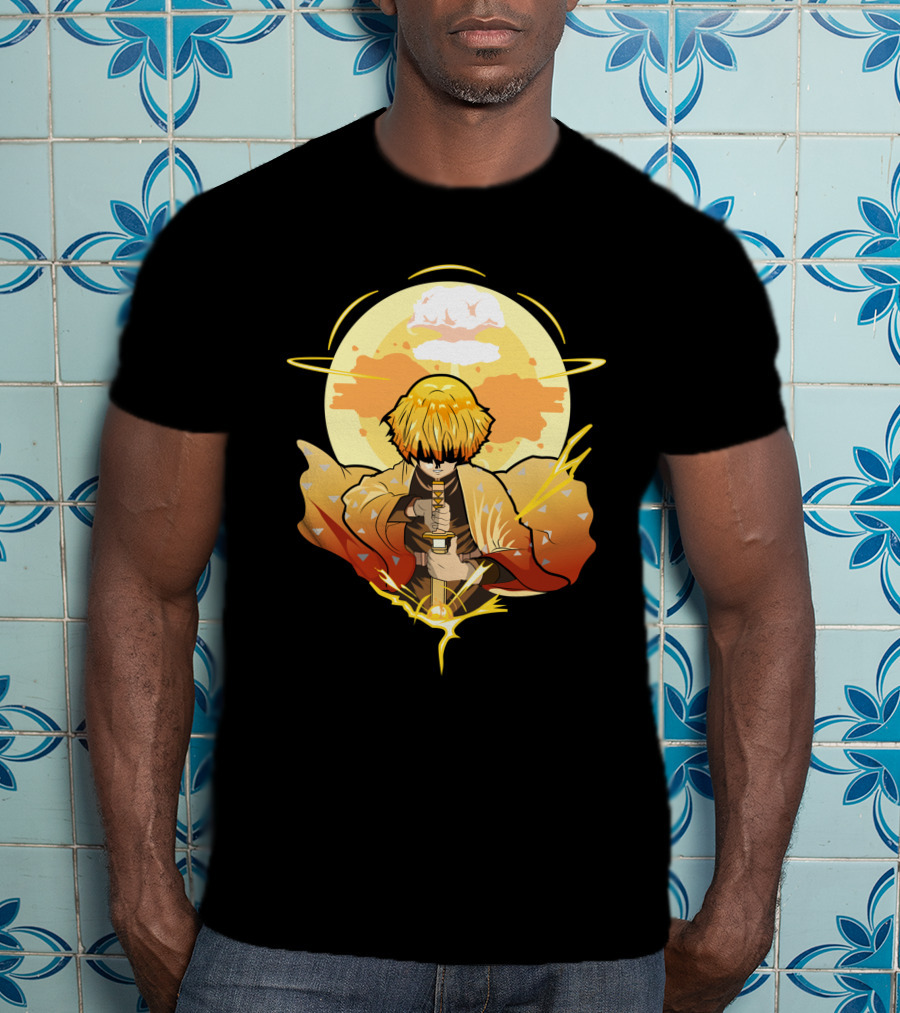 Demon Slayer Kimetsu No Yaiba Zenitsu Thunder Breathing Lightning Style Aura T-Shirt