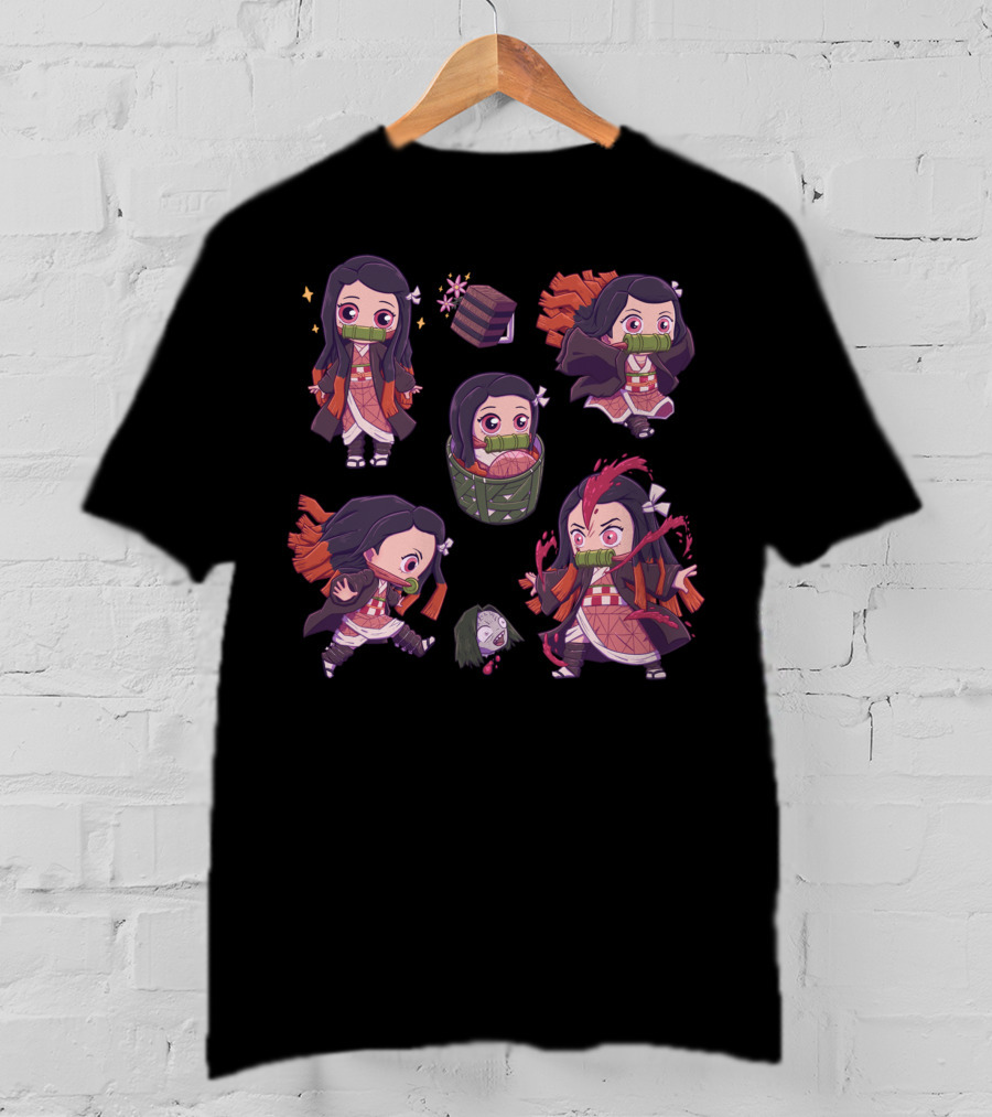 Demon Slayer Kimetsu No Yaiba Nezuko Chibi Cute Expressions Collection T-Shirt