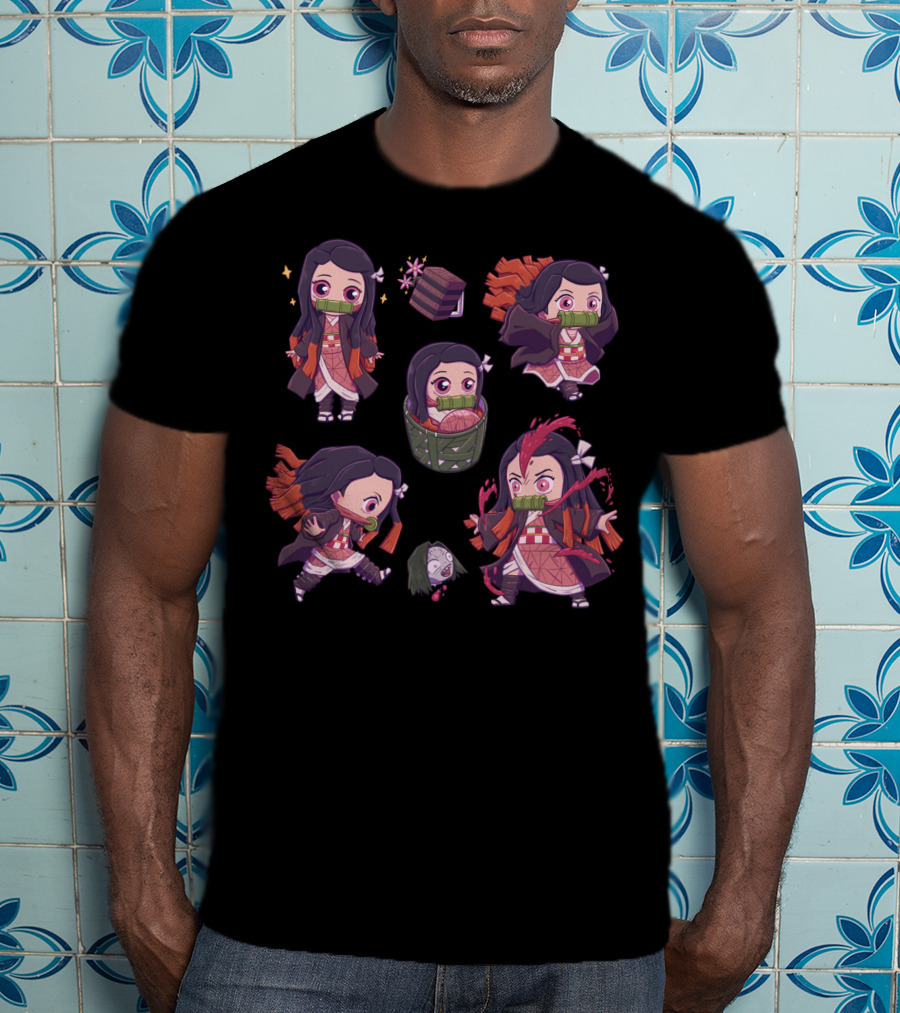 Demon Slayer Kimetsu No Yaiba Nezuko Chibi Cute Expressions Collection T-Shirt