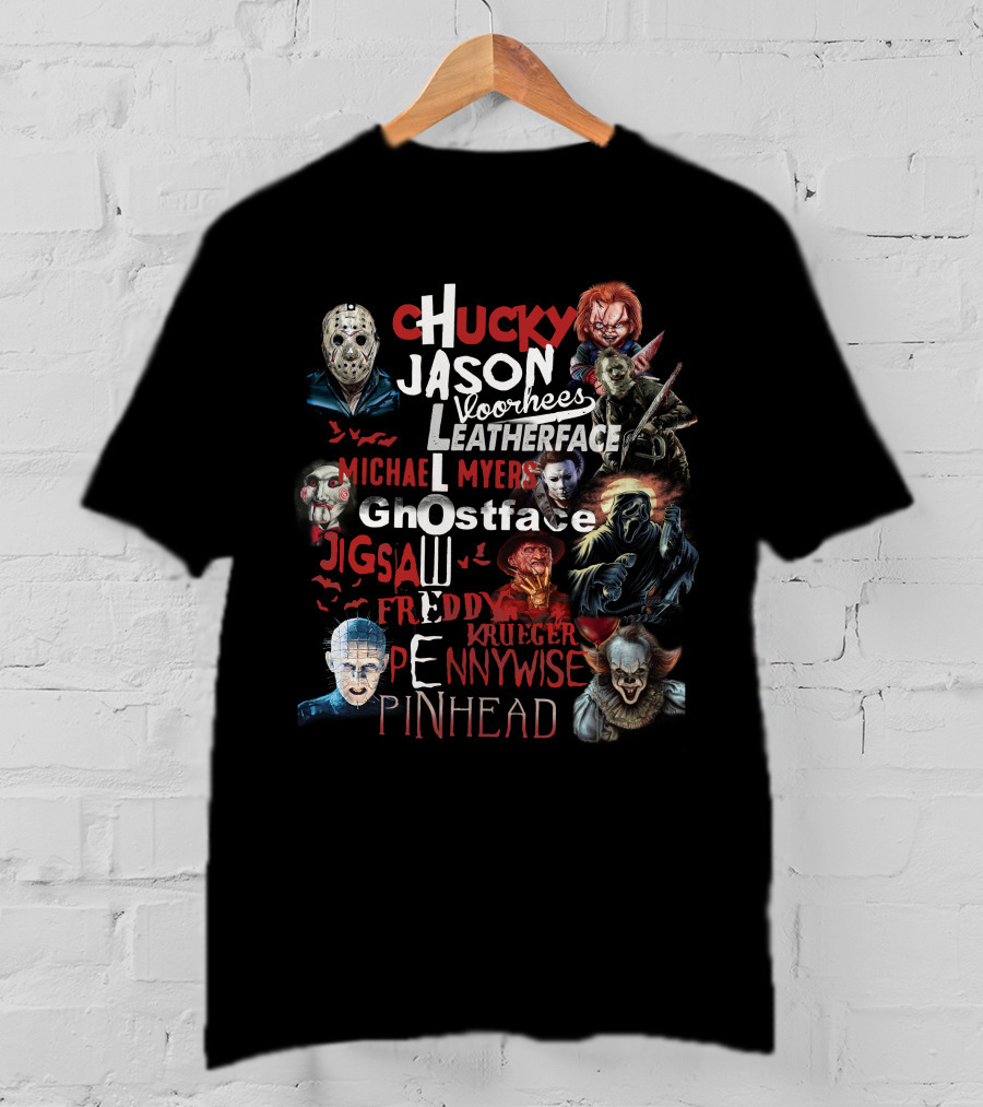 Chucky Jason Voorhees Leatherface Michael Myers Ghostface Jigsaw Freddy Krueger Pennywise Pinhead T-Shirt