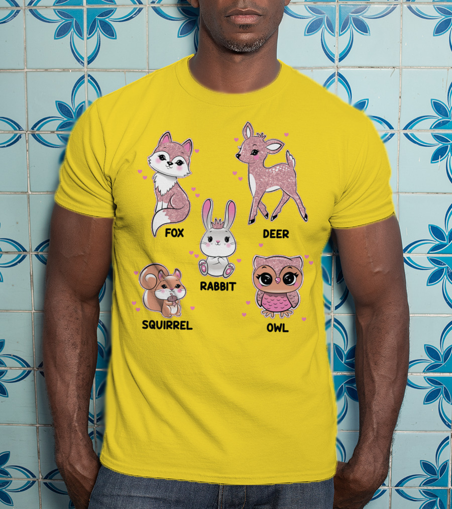 Fox Deer Rabbit Squirrel Owl Cute Animals T-Shirt