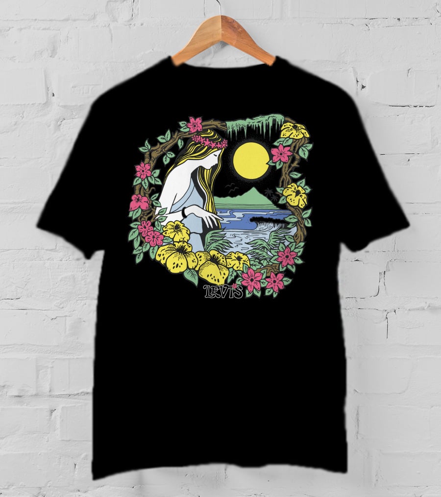Levis Nature Goddess Tropical Paradise Scene T-Shirt