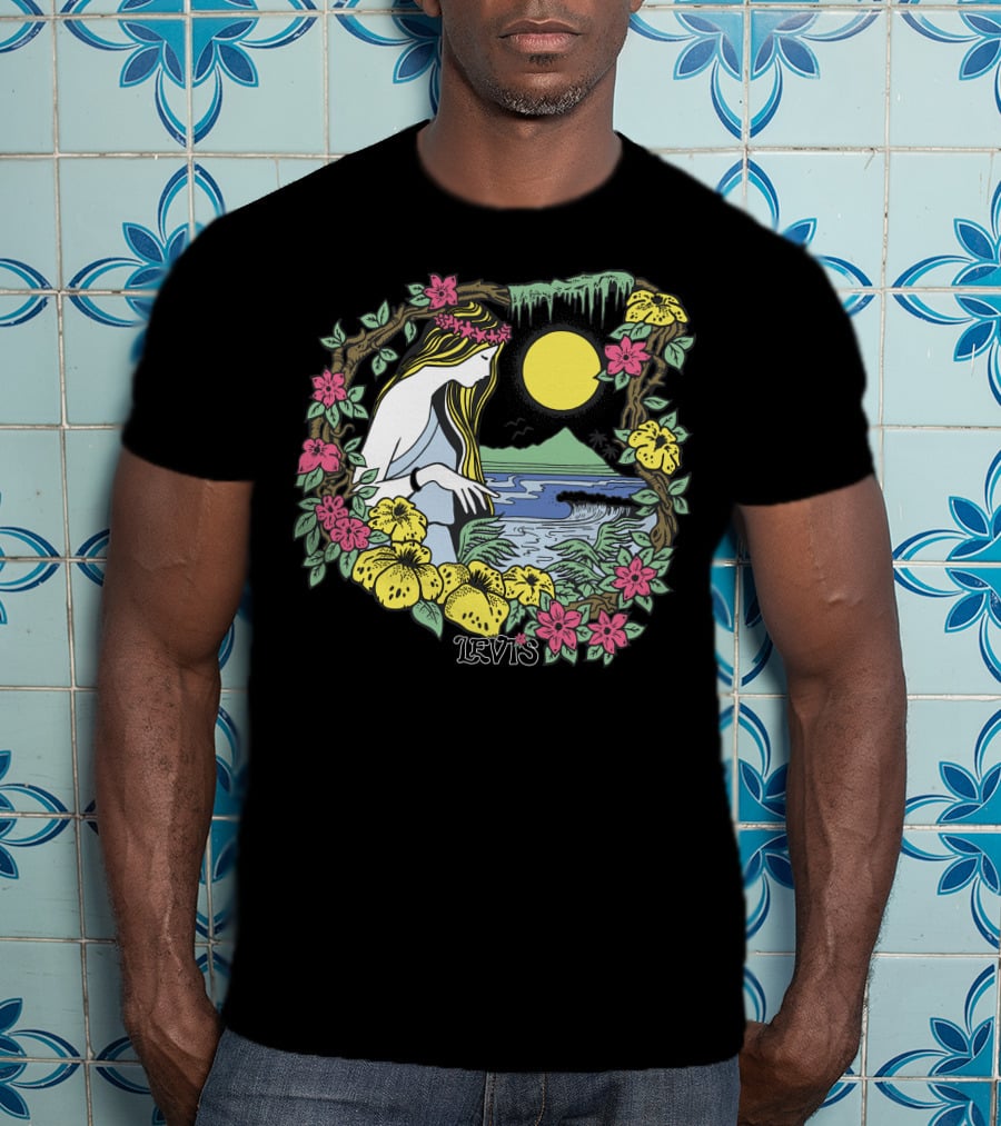 Levis Nature Goddess Tropical Paradise Scene T-Shirt