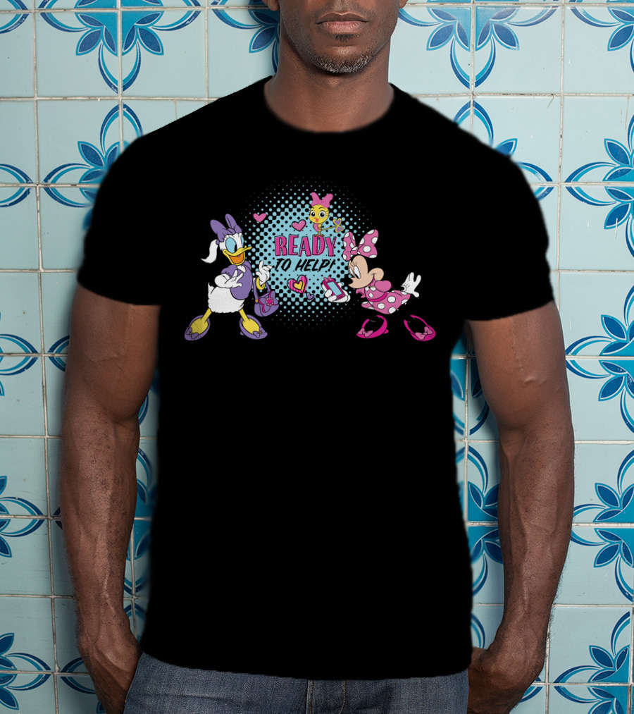 READY TO HELP Minnie And Daisy Duck Hearts And Phone T-Shirt