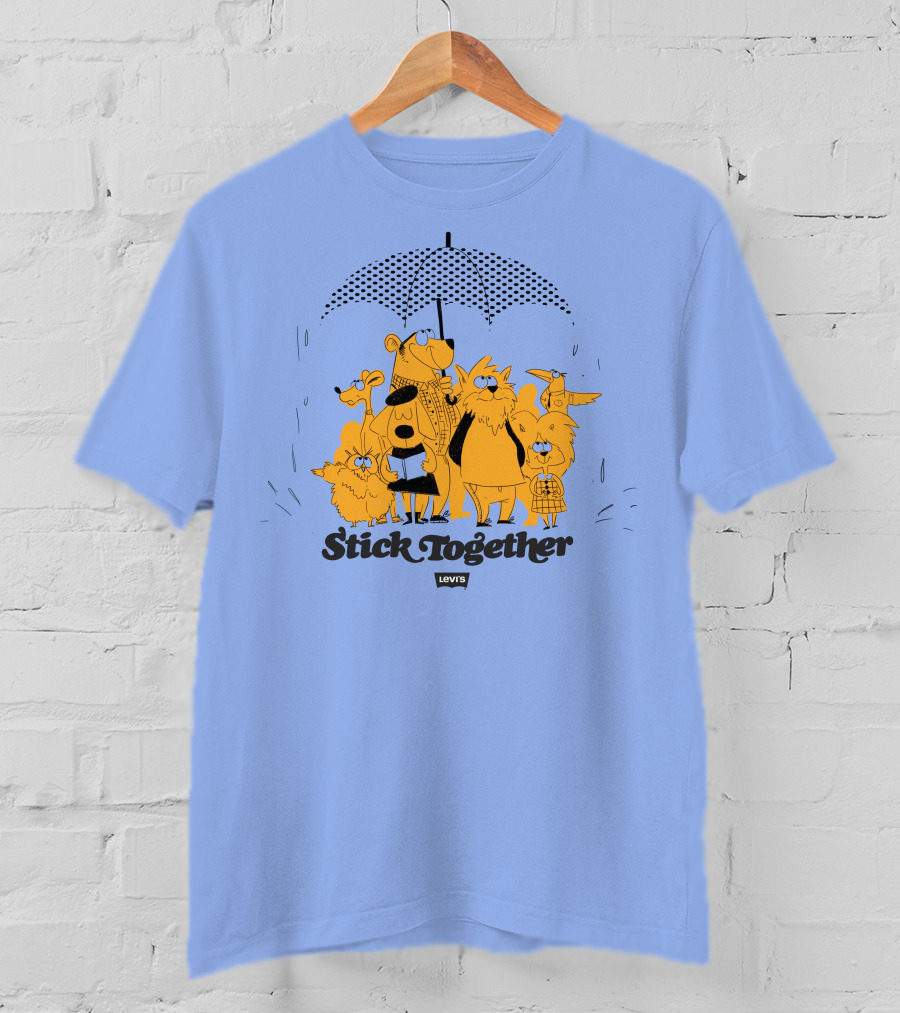 Stick Together Levi's Umbrella Animal Friends Collaboration T-Shirt