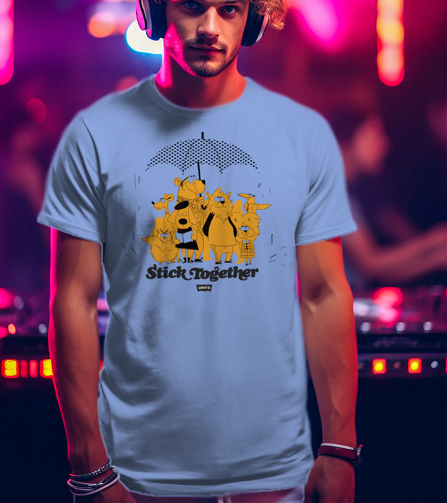 Stick Together Levi's Umbrella Animal Friends Collaboration T-Shirt