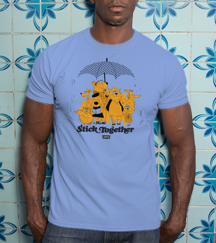 Stick Together Levi's Umbrella Animal Friends Collaboration T-Shirt