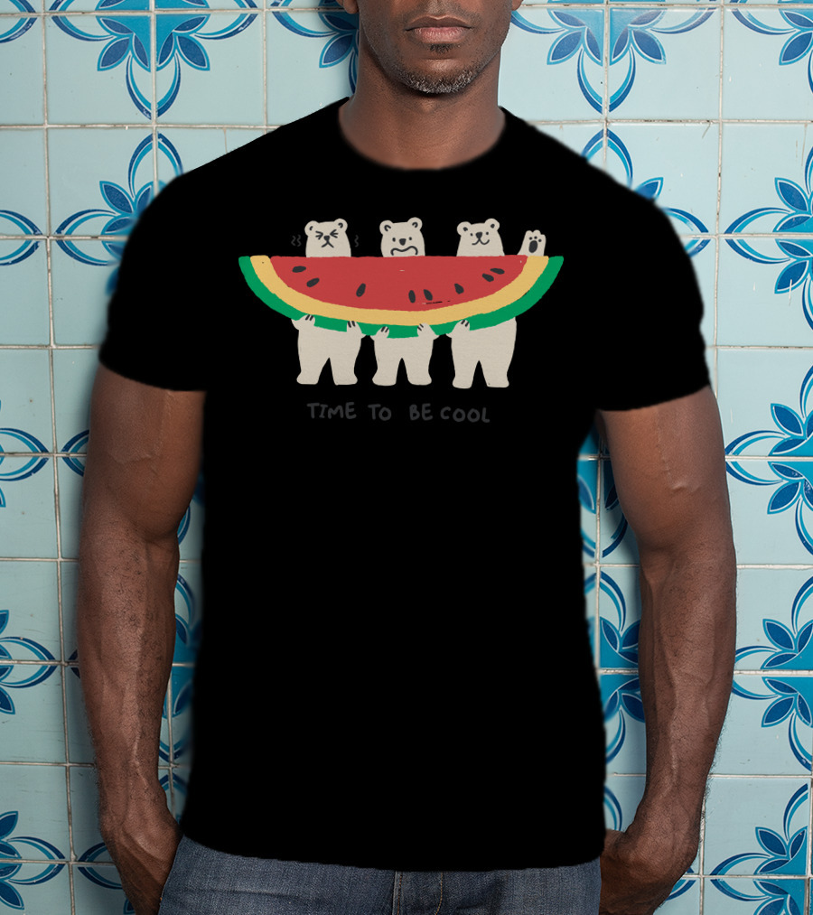 Time To Be Cool Polar Bears With Watermelon T-Shirt