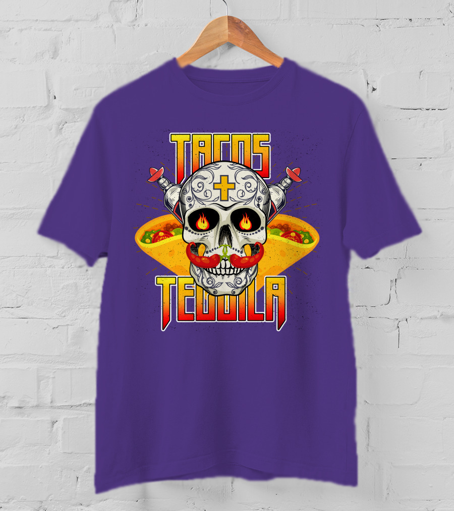 Tacos Tequila Skull Mexican Cuisine Party T-Shirt