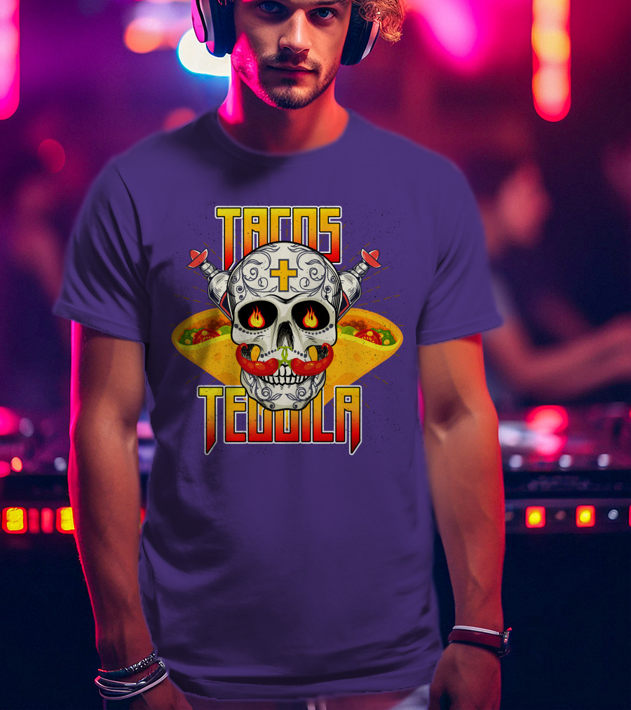 Tacos Tequila Skull Mexican Cuisine Party T-Shirt