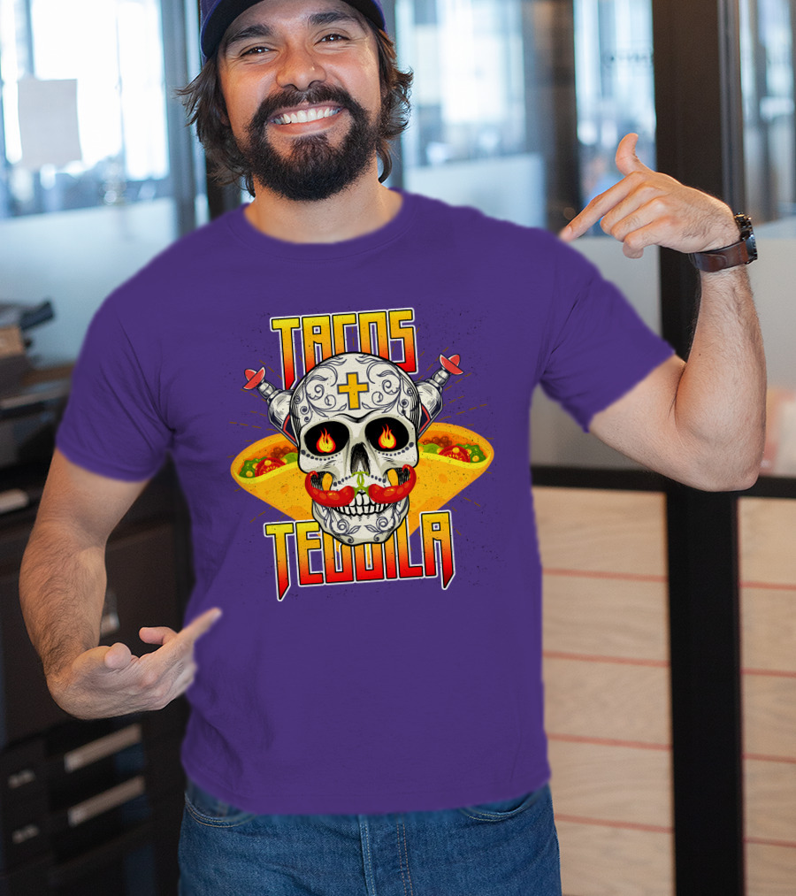 Tacos Tequila Skull Mexican Cuisine Party T-Shirt