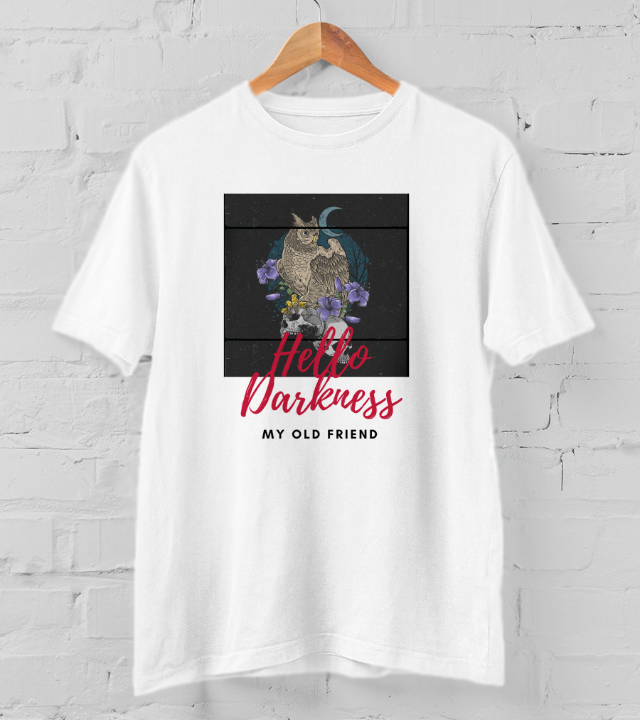 Hello Darkness My Old Friend Owl And Moon T-Shirt