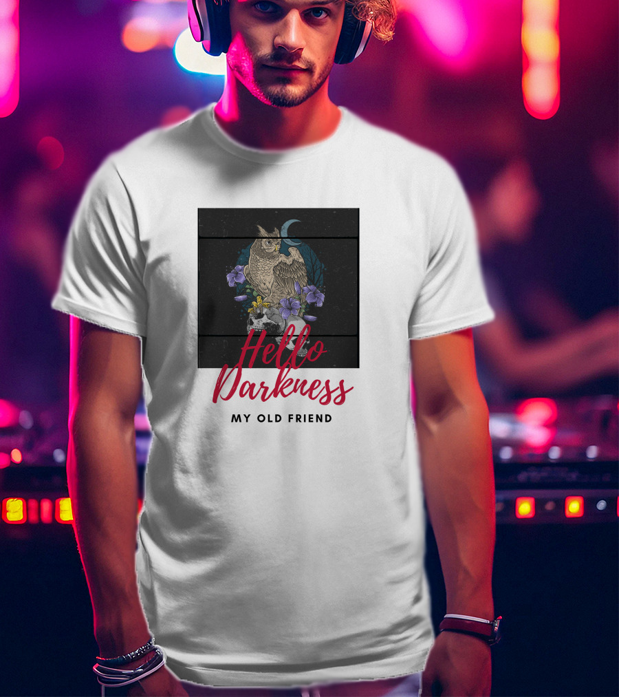 Hello Darkness My Old Friend Owl And Moon T-Shirt
