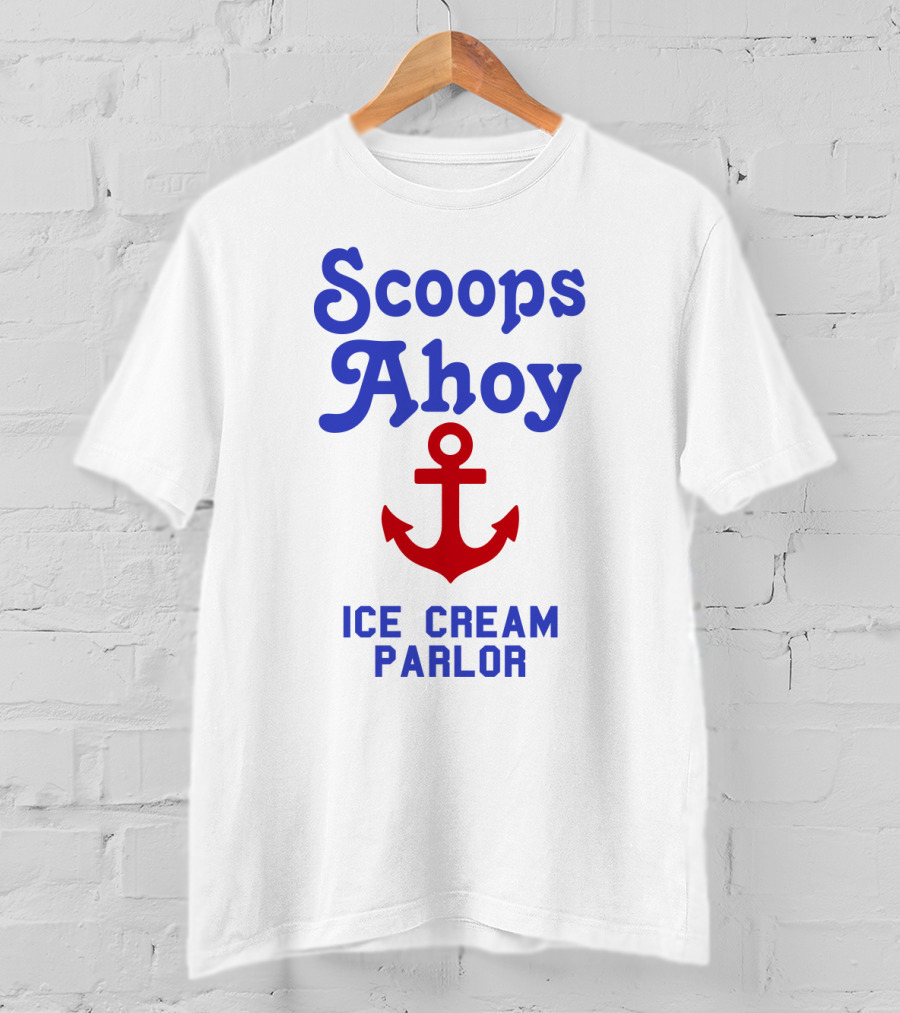 Scoops Ahoy Ice Cream Parlor Red Anchor Logo Iconic Stranger Things Merchandise T-Shirt