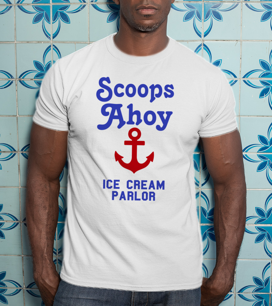 Scoops Ahoy Ice Cream Parlor Red Anchor Logo Iconic Stranger Things Merchandise T-Shirt