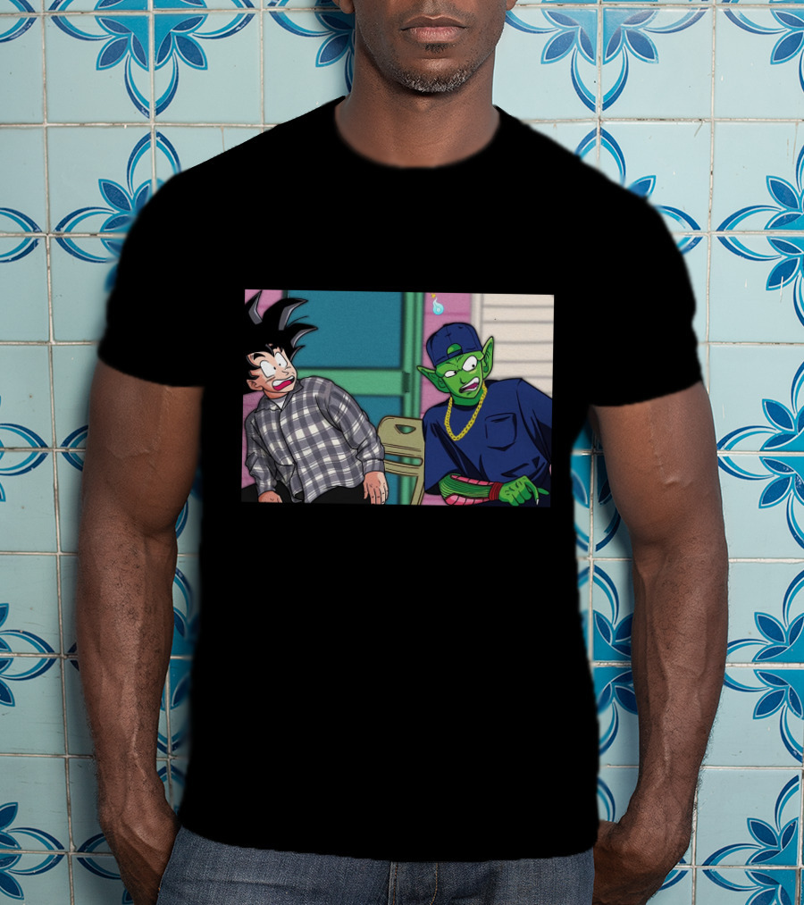Goku And Piccolo Damn Friday Crossover Plaid Shirt Gold Chain Hat T-Shirt