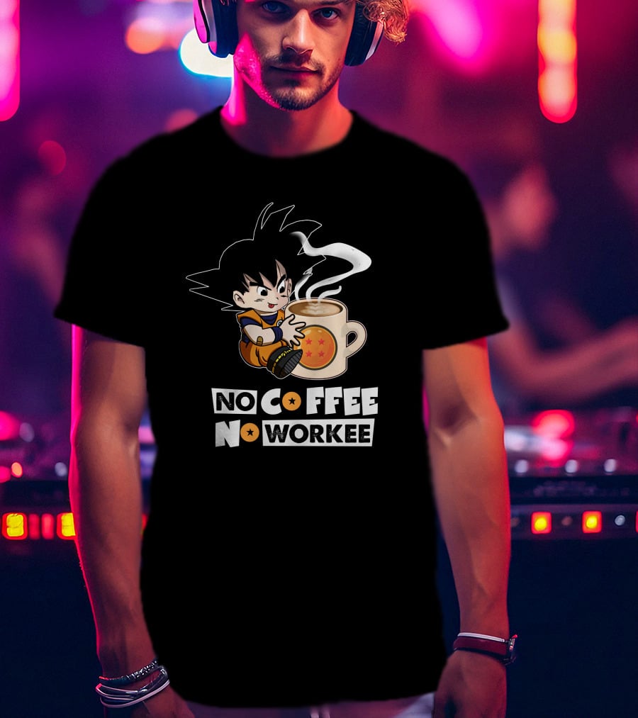 Kid Goku No Coffee No Workee Dragon Ball Mug T-Shirt