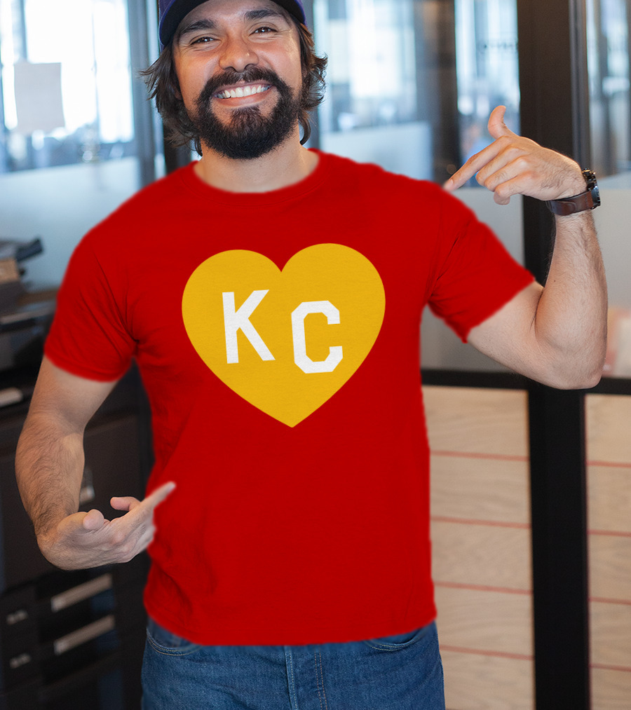 Mishacollinscloset Charlie Hustle Red And Gold KC Heart T-Shirt
