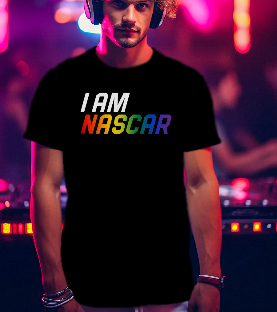 I Am Nascar Mr Rouse16 Rainbow Style Racing Pride T-Shirt