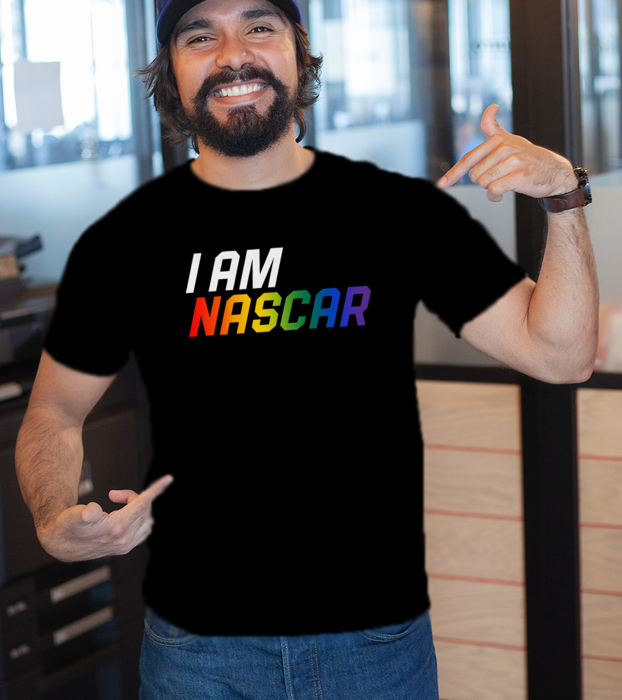 I Am Nascar Mr Rouse16 Rainbow Style Racing Pride T-Shirt