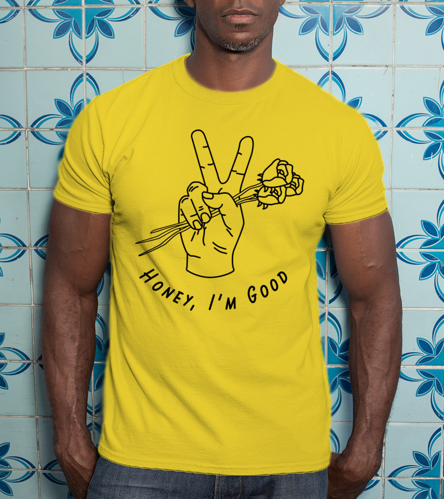 Andy Grammer Honey I'm Good Yellow Hand Peace Sign Roses T-Shirt
