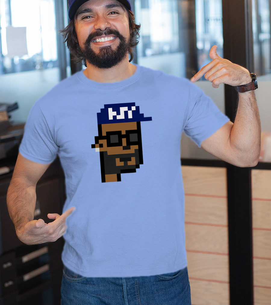 Open Sea Store Citipunk 0003 Julia NFT Pixel Art Character With Blue Cap And Glasses T-Shirt