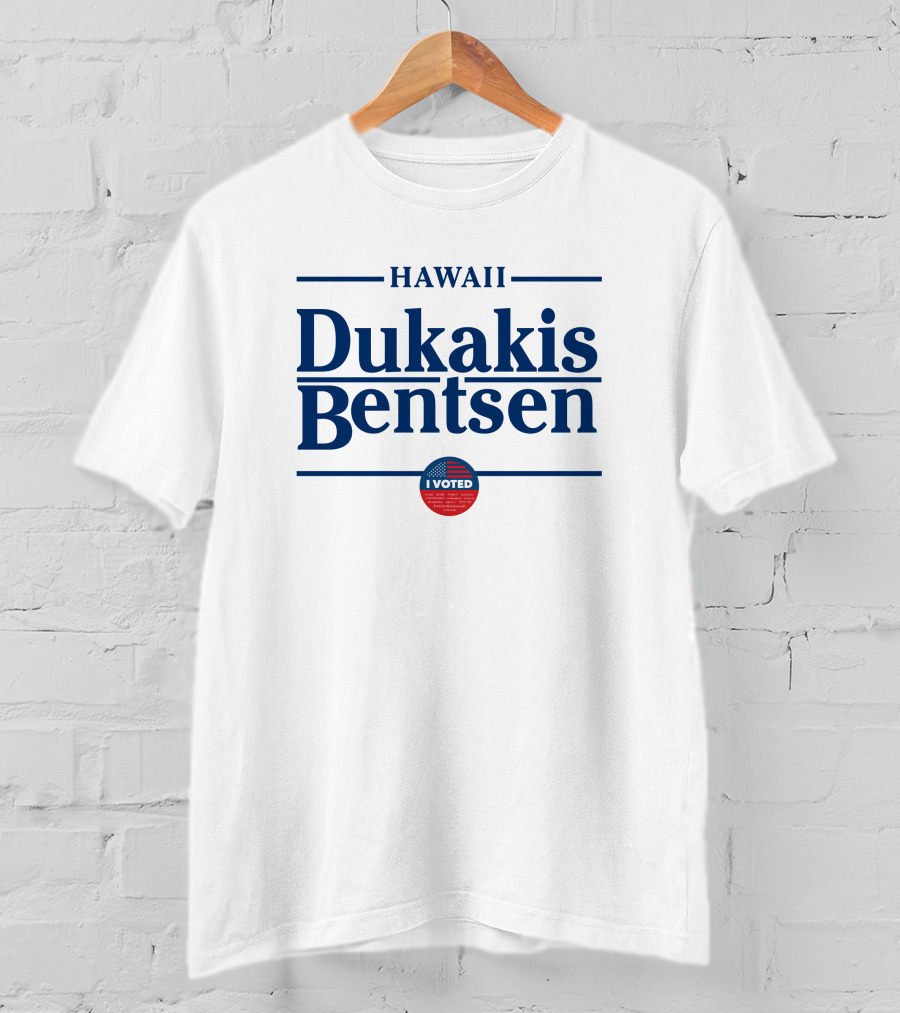Hawaii Dukakis Bentsen I Voted Badge T-Shirt