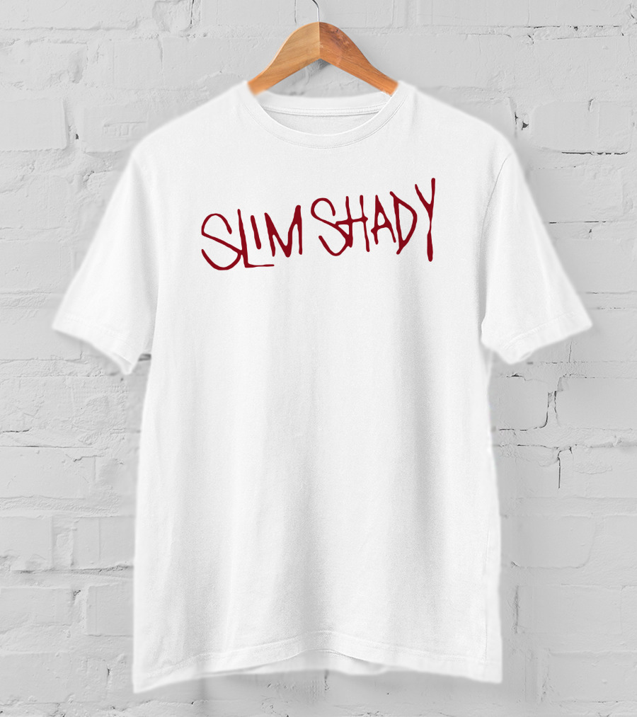 Eminem Merch Slim Shady Red Text Iconic Typography T-Shirt