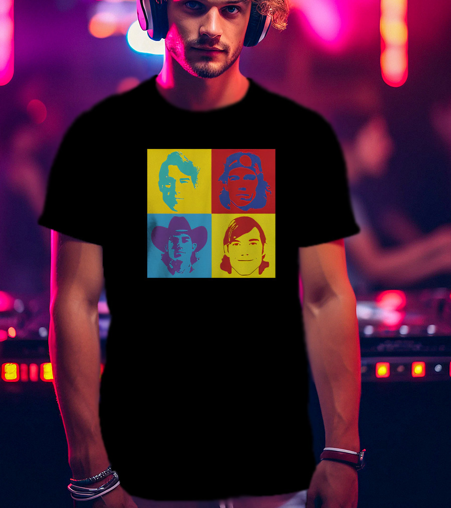 Danny Duncan Merch Pop Art Style 4 Faces Black T-Shirt