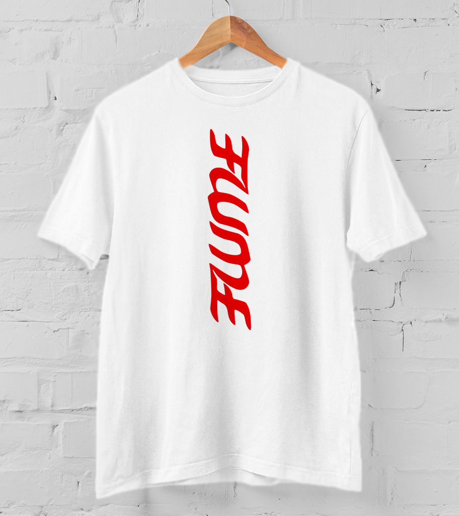 Flume Red Vertical Text Logo Merch T-Shirt